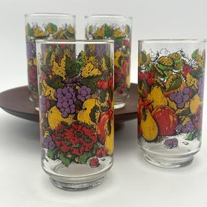 Vintage Libbey Harvest - Flat Glass Tumblers 8 oz. -  Set of 4