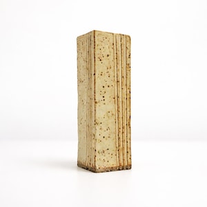 Vintage Studio Pottery Stoneware Vase – Signed Slab Built Ribbed Bud Vase