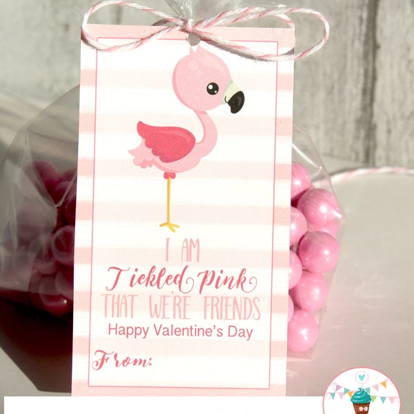 Flamingo Valentine, Tickled Pink Valentine, Valentine Tag, Printable Valentine, School Valentine, Valentines Day,  DIY, Printable, Valentine