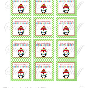 Penguin Christmas Tag Printable Holiday Tag Printable - Etsy