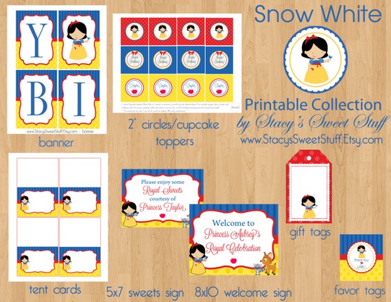 Snow White Birthday, Snow White Inspired Birthday, Cute Snow White, Little Snow White, Printable Birthday, Party Package, Princess Birthday Il_570xn