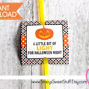 Halloween tag, Halloween Glow Stick Tag, Halloween glow tag, printable Halloween tag, non candy Halloween, DIY, Instant Download