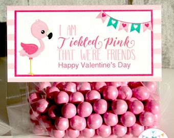 Flamingo Valentine, Valentine Bag Topper, Printable Valentine, School Valentine, Flamingo, Valentines Day,  DIY, Printable, Instant Download