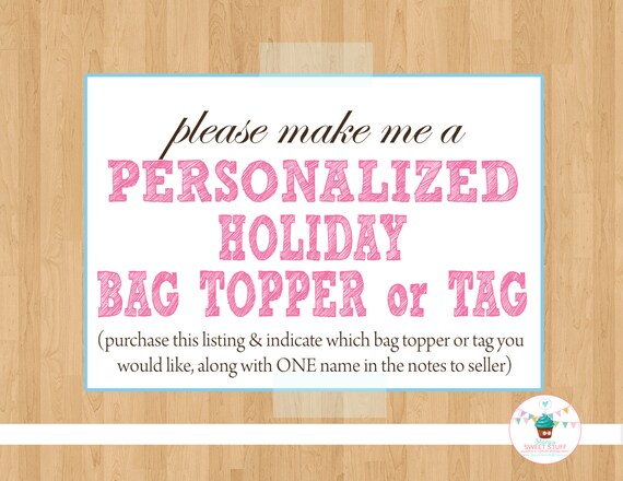 PERSONALIZED holiday bag topper or tag Il_570xn