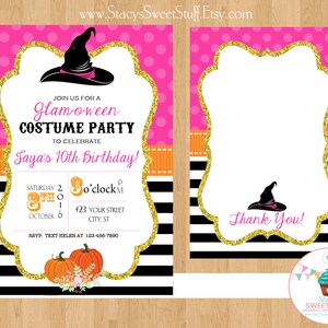 Glam-o-ween birthday invitation, Girly Halloween Invitation, Halloween Birthday, Pink Halloween Invitation, DIY, Printable
