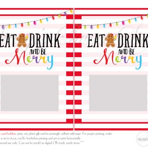 Printable Food and Drink Gift Card Holder - Etsy