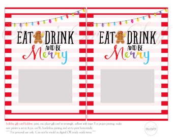 Printable Food and Drink Gift Card Holder