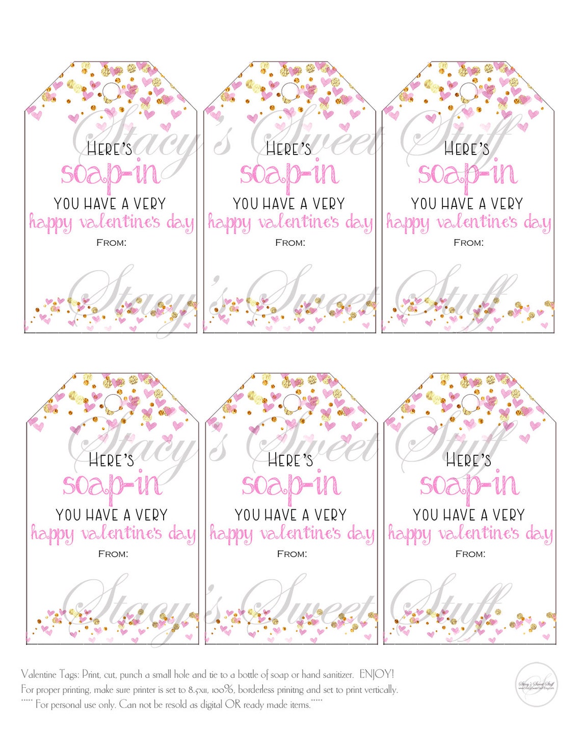 Soap Gift Tag Valentine Soap Tag Teacher Gift Printable | Etsy