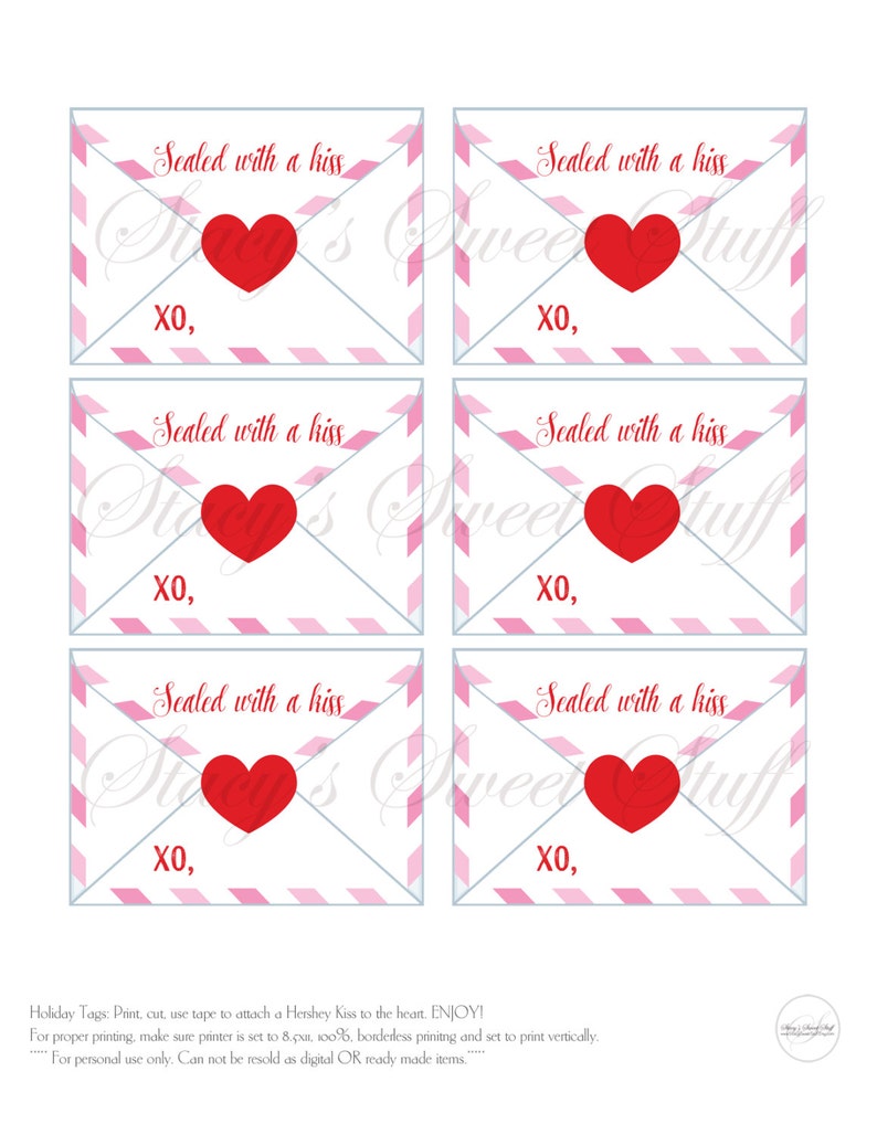 Valentine Cards Kiss Valentine Printable Valentine - Etsy
