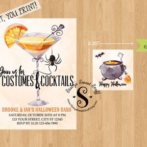 Faire-part d&#39;Halloween, Faire-part d&#39;une soirée costumée, Cocktail d&#39;Halloween