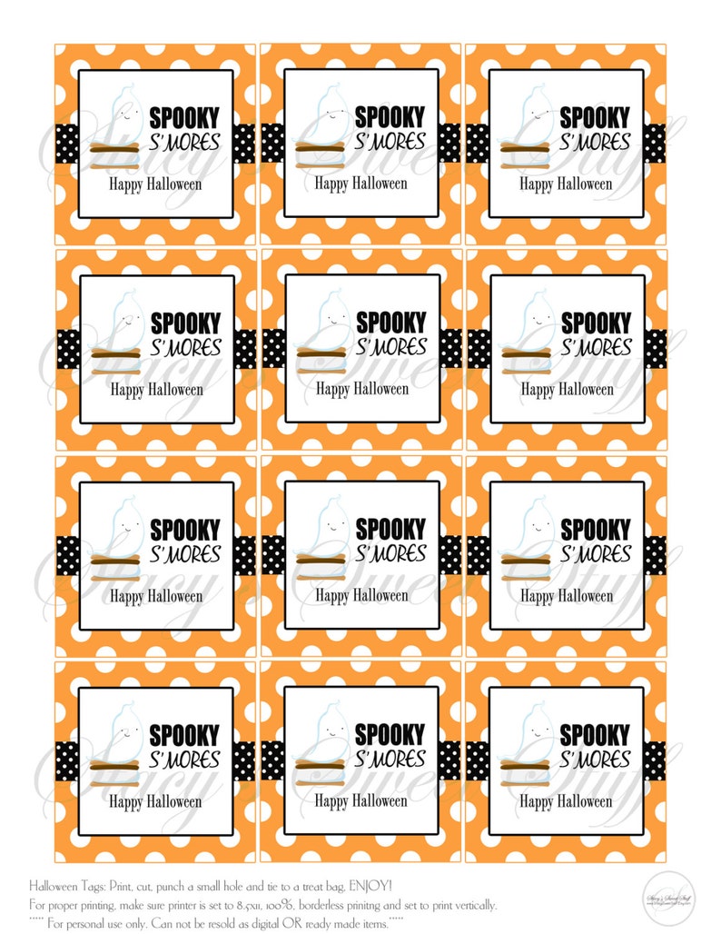 Halloween Smores Tag Halloween Tag Printable Tag Smores - Etsy