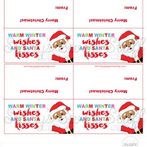 Santa Kisses Christmas Bag Topper Christmas Bag Topper, Printable Bag ...