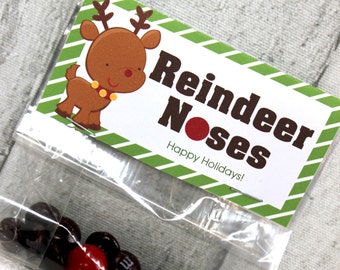 Reindeer Noses Bag Topper, Christmas Bag Topper, Christmas Printable, Printable Bag Topper,  DIY, Printable, Instant Download