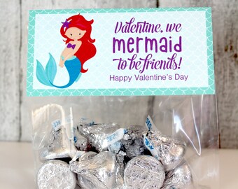 Mermaid Valentine, Valentine Bag Topper, Printable Valentine, School Valentine, Mermaid, Valentines Day,  DIY, Printable, Instant Download