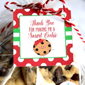 Smart Cookie Tag, Christmas Tag, Holiday Tag, Teacher Gift, Printable ...