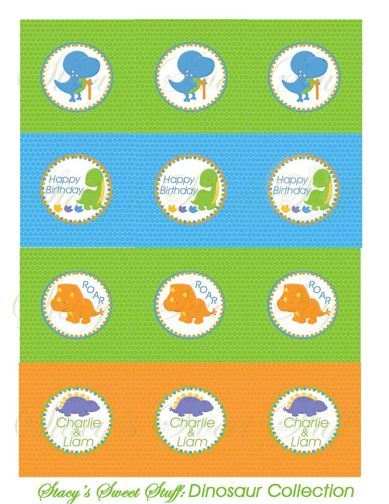 DIY Printable Cupcake Toppers Dinosaur Collection Etsy