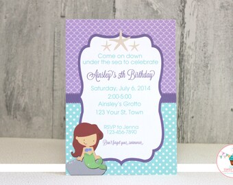Little Mermaid Inspired Birthday Invitation, DIY, Printable