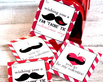 Mustache Valentine, Printable Valentine, Valentine's Day, INSTANT DOWNLOAD