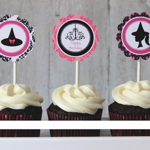 Halloween Birthday Cupcake Toppers, Pink-o-ween, DIY, Printable, INSTANT DOWNLOAD