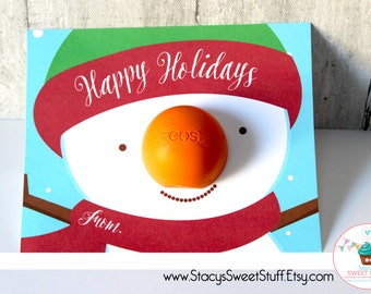 Snowman Lip Balm Holder, Printable Christmas Card, Printable Holiday Card, Secret Santa, Stocking Stuffer, DIY Printable, Instant Download