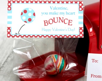 Ball Valentine, Valentine Bag Topper, Ball Bag Topper, Bounce Valentine, Printable Valentine, Classroom Valentine, Peanut Free, Non Candy