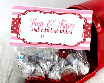 Printable Valentine, Valentine Bag Topper, Hugs and Kisses Valentine,  DIY, Printable, Valentine's Day, Instant Download, valentines day