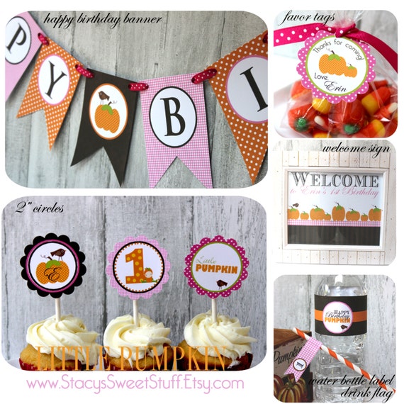 Little Pumpkin Birthday, Little Pumpkin Party Package, Pumpkin Birthday, First Birthday, 1st Birthday, Printable Party Package Il_570xn