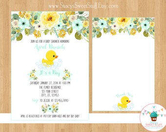 Duck Baby Shower Invitation, Rubber Duck Baby Shower Invite, Duckie, Rubber Ducky, Baby Shower, Printable Invitation, DIY, Printable, Blue