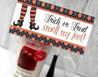 Halloween Bag Topper, Smell My Feet Bag, Halloween Nail Polish Bag Topper, Halloween Feet, Witch Feet, Printable Halloween,  DIY, Printable