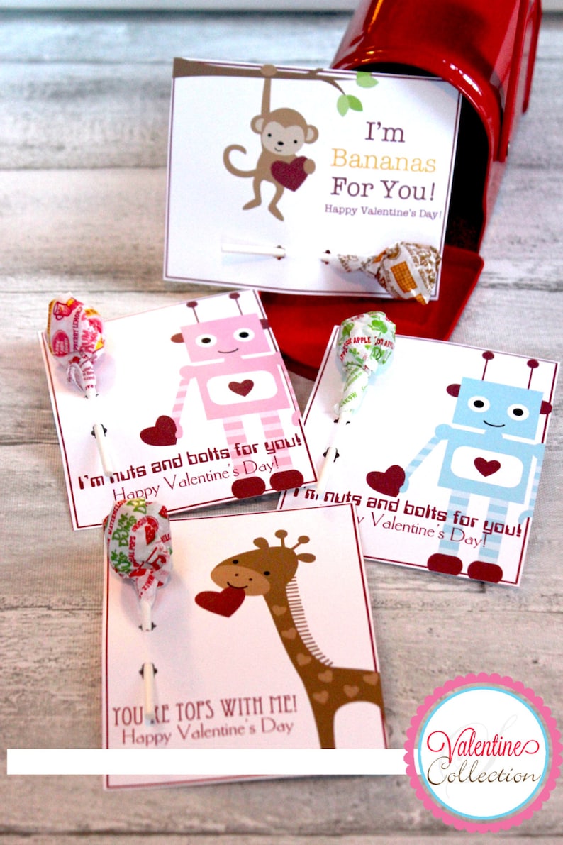 Lollipop Valentine Lollipop Holders DIY Printable Valentine  Etsy
