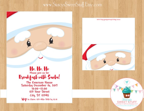 Santa Invitation Breakfast With Santa Christmas