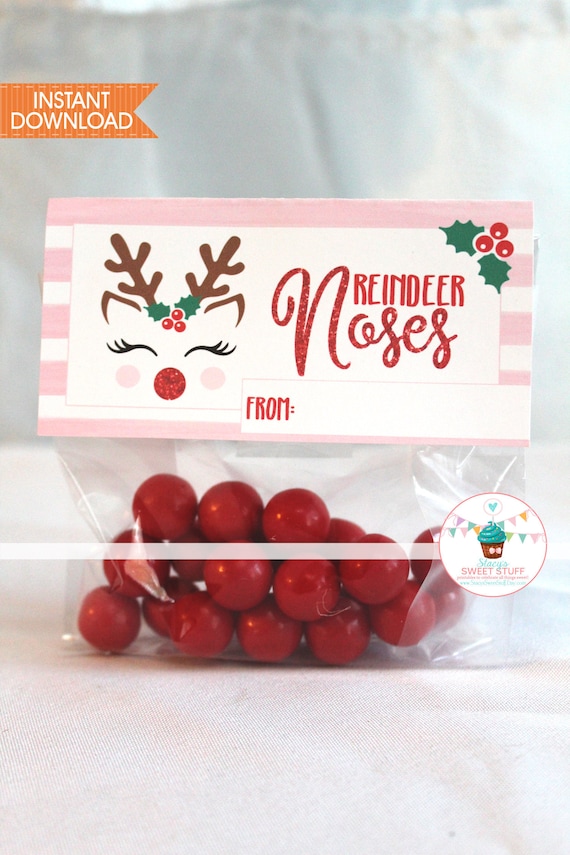 Reindeer Noses Bag Topper, Christmas Bag Topper, Christmas Printable, Printable Bag Topper, DIY, Printable, Instant Download Il_570xn