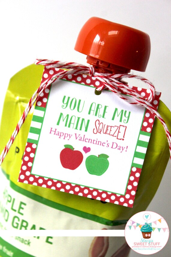 Applesauce Valentine, Main Squeeze Valentine, Valentine Tag, Classroom Valentine, School Valentine, Non Candy, Printable Il_570xn