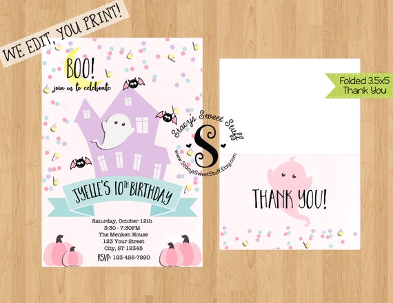 Halloween Invitation, Costume Party Invitation, Halloween Birthday Party, Pink Halloween Il_570xn