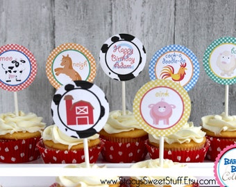 Farm Animal Cupcake Toppers, DIY, Printable