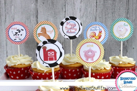 Farm Animal Cupcake Toppers, DIY, Printable Il_570xn