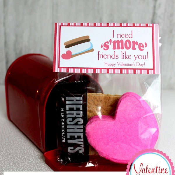 Smore valentine, S'more valentine, s'more friends valentine, Smore bag topper, printable valentine, valentine bag topper, Valentine's Day