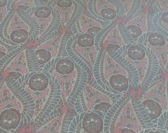 1800S Vintage Reproduction Fabric by RJR.  Dark Gray and Burgundy Paisley Like Design by Jinny Beyer. 2 Yard Piece #785