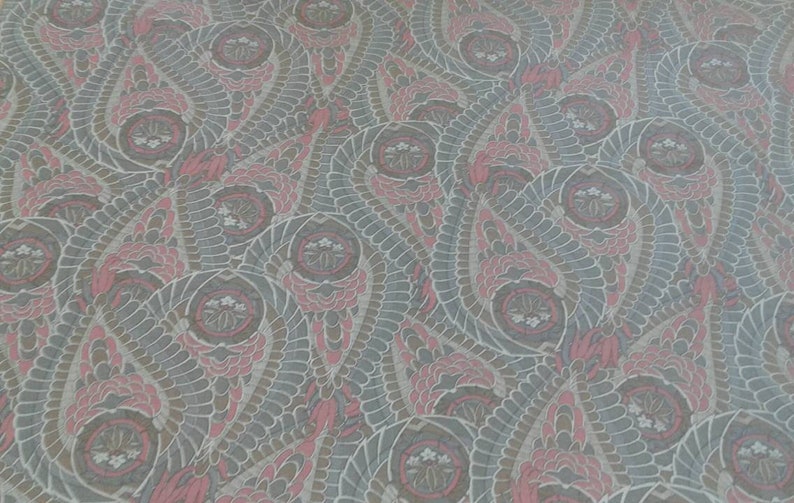 1800S Vintage Reproduction Fabric by RJR Dark Gray and Burgundy Paisley Like Design by Jinny Beyer 2 Yard Piece #785