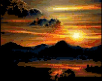 The Skies Opened Up Original Counted Cross Stitch Pattern