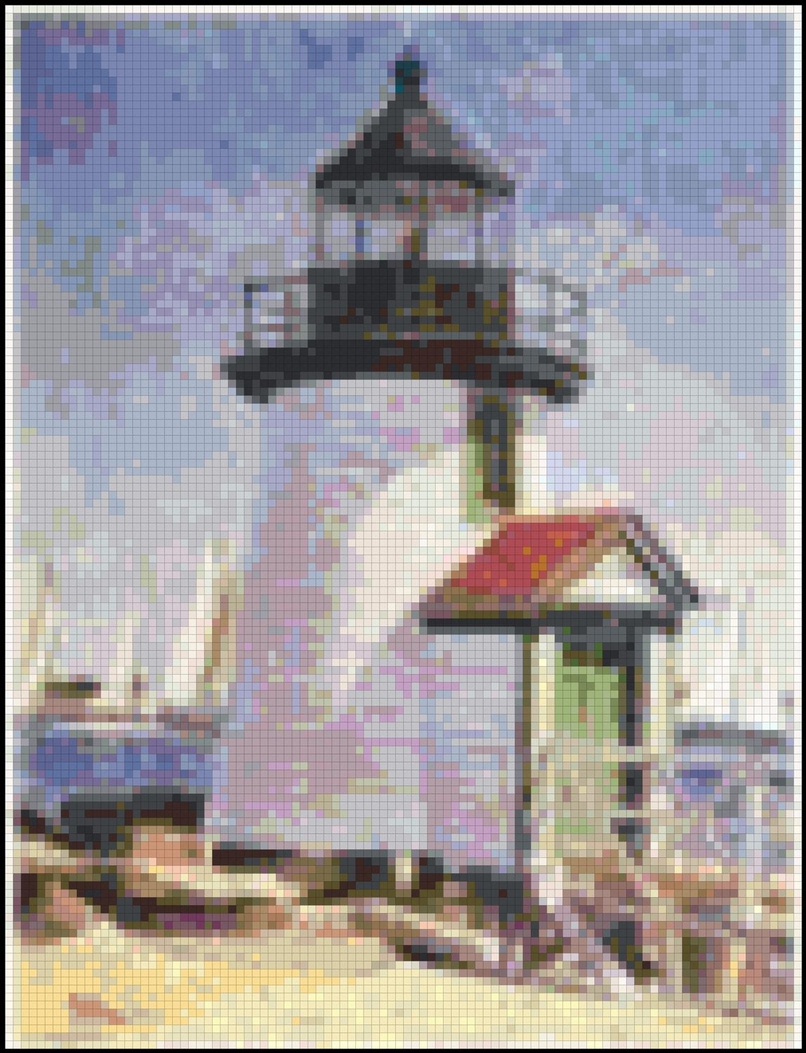 Simple Lighthouse Counted Cross Stitch Pattern - Etsy