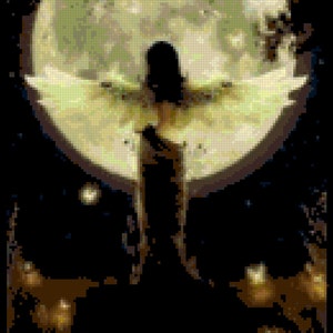 Glowing Moon Angel - An Original Counted Cross Stitch Pattern.