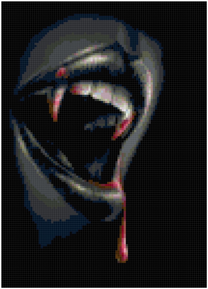 Counted Cross Stitch Pattern of Bloody Fangs image 1