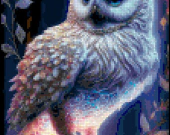 Snowy Owl Cross Stitch Pattern - Winter Bird Full Coverage (PDF Pattern)