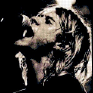 Kurt Cobain of Nirvana- Tribute Original Cross Stitch Pattern Portrait