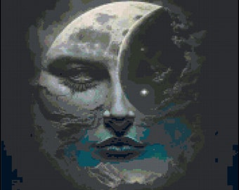 The Woman In The Moon - Feminist Moon Counted Cross Stitch Pattern