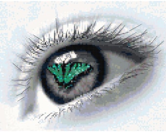 Counted Cross Stitch Original Pattern - Teal Eye of the Beholder