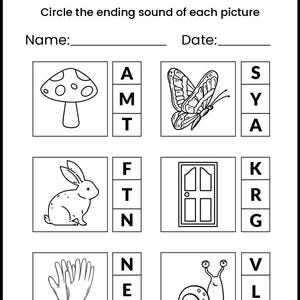 Ending Sounds Activity Worksheets - Fun and Educational- - Etsy