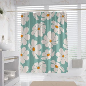 Flower Art Shower Curtain, 100% Waterproof, Art Style Bathroom Decor, Housewarming Gift