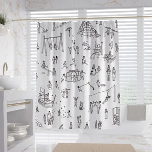 Happy Shower Curtain, 100% Waterproof, Art Style Bathroom Decor, Housewarming Gift
